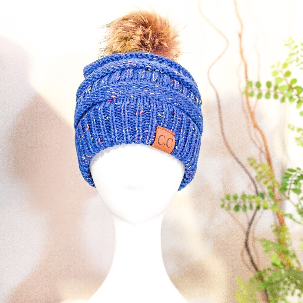New C.C. Beanie Brand New with Vegan Fur Top - Picture 1 of 3